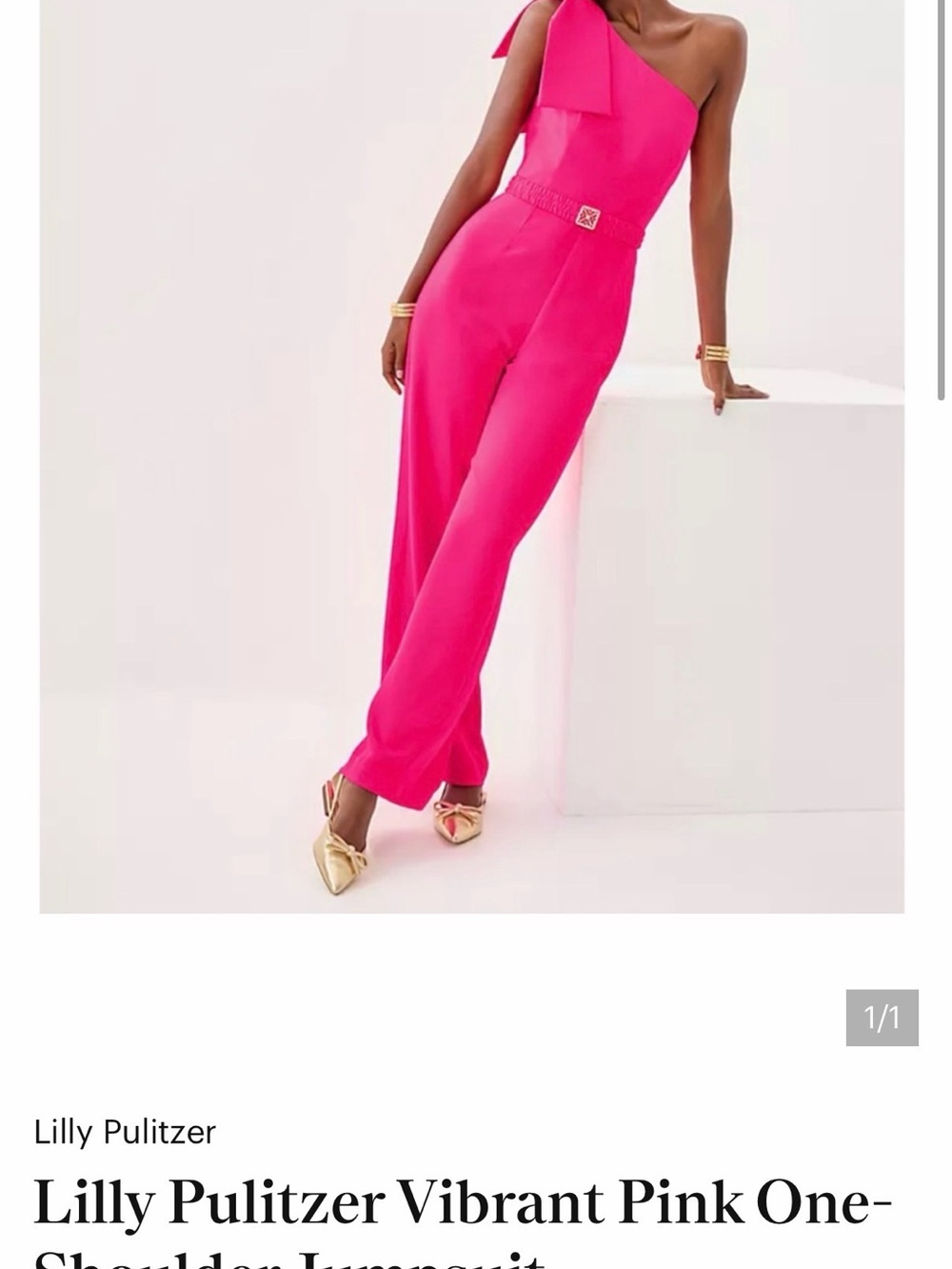 Lilly Pulitzer Hot Pink One-Shoulder Wide-Leg Jumpsuit